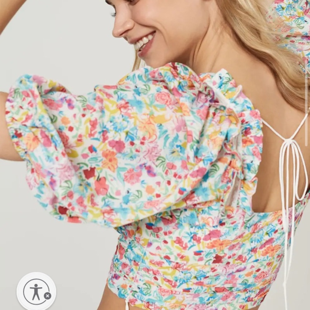 For Love And Lemons Claude Floral Top S
